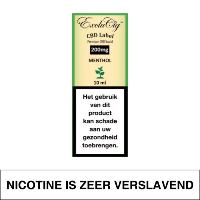 Exclucig Cbd Label E-Liquid Menthol 200Mg Cbd 10Ml